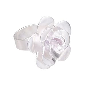 Ring, Hill Tribes, silver-plated copper, 28mm wide with 28x27mm flower, adjustable from size 8 to 9. Sold individually.