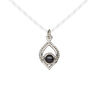 Black onyx / sterling silver 1pkg1, antiqued marquise drop 13.5x9mm image number 0