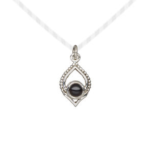 Black onyx / sterling silver 1pkg1, antiqued marquise drop 13.5x9mm