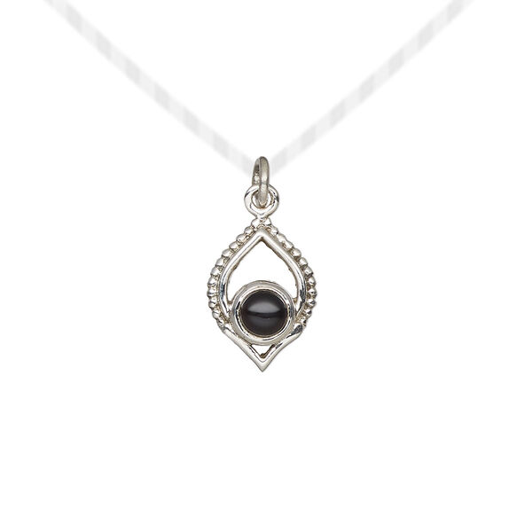 Black onyx / sterling silver 1pkg1, antiqued marquise drop 13.5x9mm image number 0