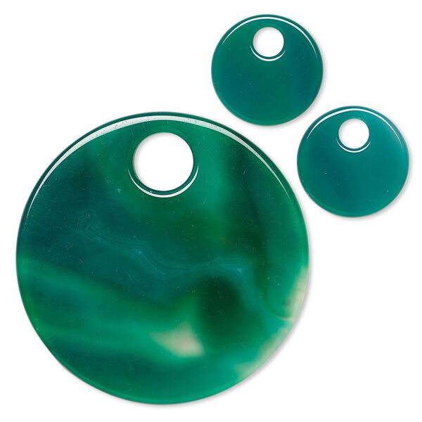 Green agate 1pkg3, round go-go drop B grade, 52mm / 20mm image number 0