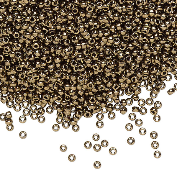 Seed bead, Miyuki, glass, pkg/250g, #11 rocaille, opaque metallic dark bronze, (RR-457). image number 0