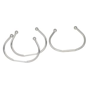 Bracelet, cuff, silver-finished steel, 3.5mm wide with (2) 6mm ball ends and 22x4mm oval flat pad, adjustable from 7 to 8 inches. Sold per pkg of 3.