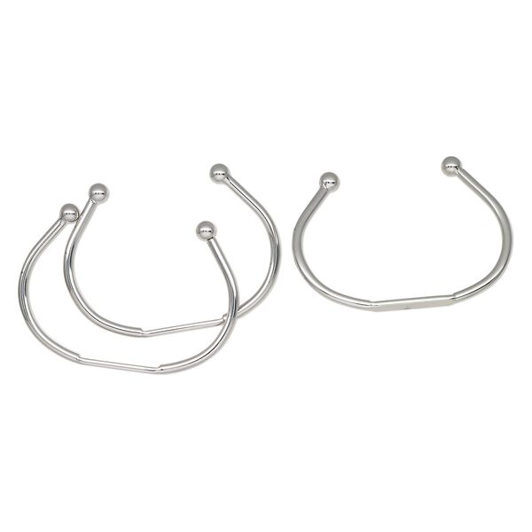 Bracelet, cuff, silver-finished steel, 3.5mm wide with (2) 6mm ball ends and 22x4mm oval flat pad, adjustable from 7 to 8 inches. Sold per pkg of 3. image number 0