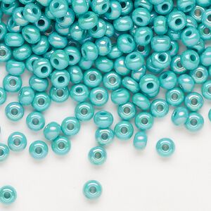 Seed bead, Preciosa Ornela Czech glass, pkg/50g, #6 rocaille, opaque rainbow seafoam green, (64130).