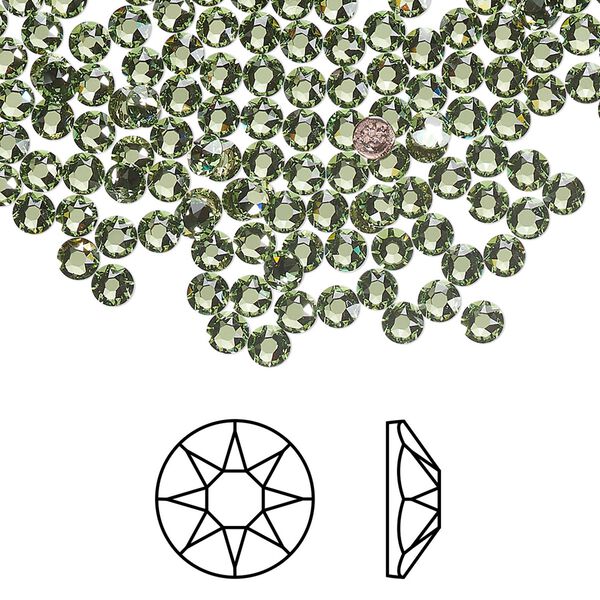 Flat back 144pk peridot foil back, Crystal Passions® hotfix rhinestone Regenerated 3-3.2mm round SS12 2078 image number 0