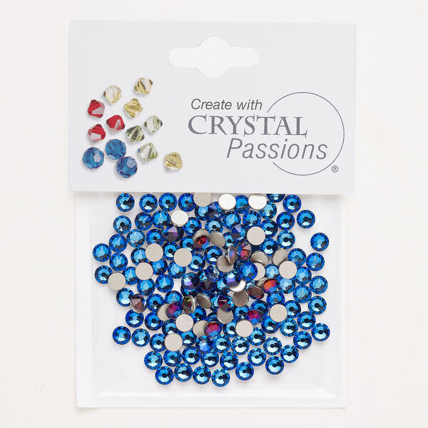 Flat back 1pkg144 meridian blue foil back, Crystal Passions&reg; rhinestone 3.80-4.00mm round SS16 image number 0