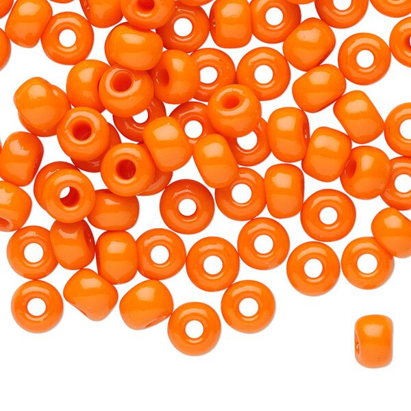Seed bead, Preciosa Ornela Czech glass, pkg/50g, #2 rocaille, opaque dark orange, (93140). image number 0