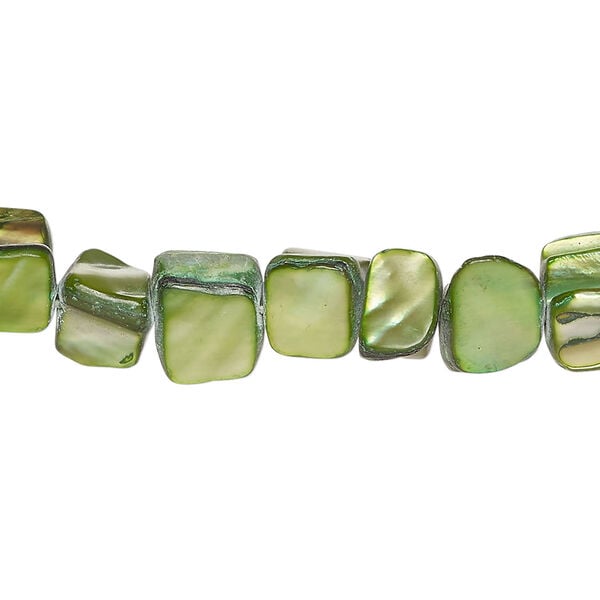 Mother-of-pearl shell 1pkg1, triangle tube bead 14 inch forest green 6x6mm-12x9mm image number 0