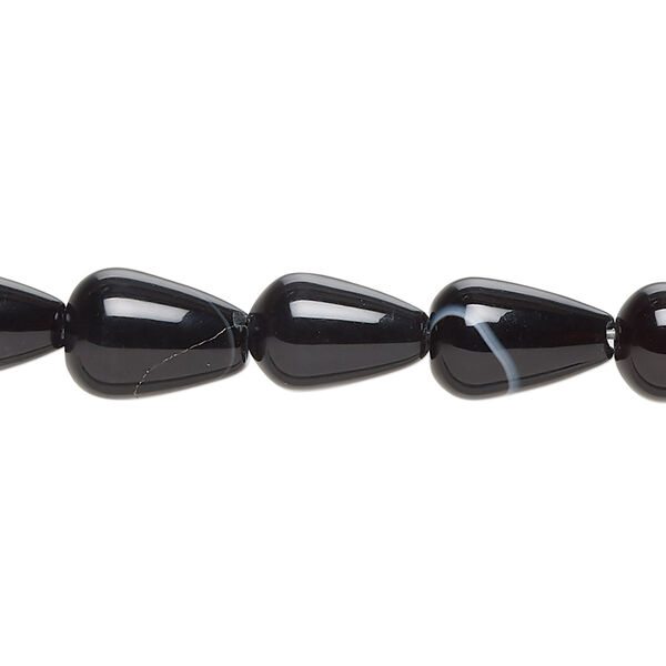 Black agate 1pkg1, teardrop bead C grade, 15 inch 11x7mm-12x8mm image number 0
