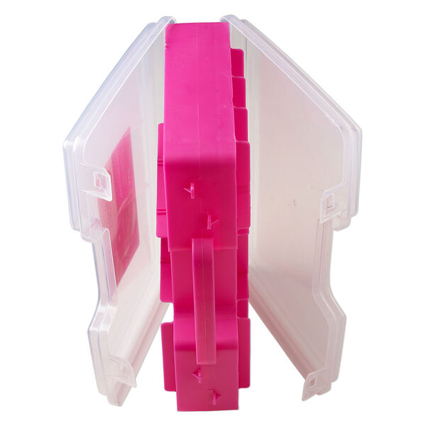 Tote, Plano® Creative Options, plastic, clear and pink, 11 x 3 x 8-1/4 inches. Sold individually. image number 2