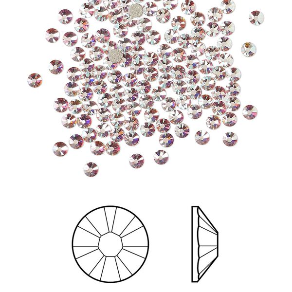 Flat back 1440pk crystal AB foil back, Swarovski® 2.1-2.3mm rose round SS7 2058 image number 0