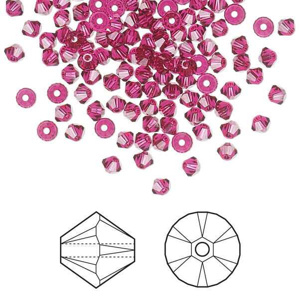 Bead 144pk ruby, Crystal Passions® 3mm bicone 5328 image number 0