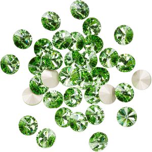 Chaton 144pk peridot foil back, Preciosa MAXIMA Czech crystal rhinestone 14mm rivoli
