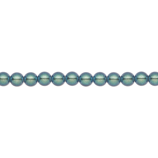 Pearl 50pk pearlescent peacock green, Preciosa Czech crystal 4mm round image number 0