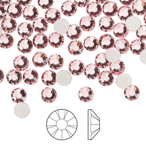 Flat back 144pk light rose foil back, Preciosa MAXIMA Czech crystal hotfix rhinestone 4.6-4.8mm chaton rose round SS20