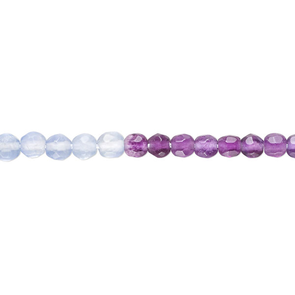 Bead, multi-fluorite (natural), 4mm faceted round, A- grade, Mohs hardness 4. Sold per 15" to 16" strand. image number 0