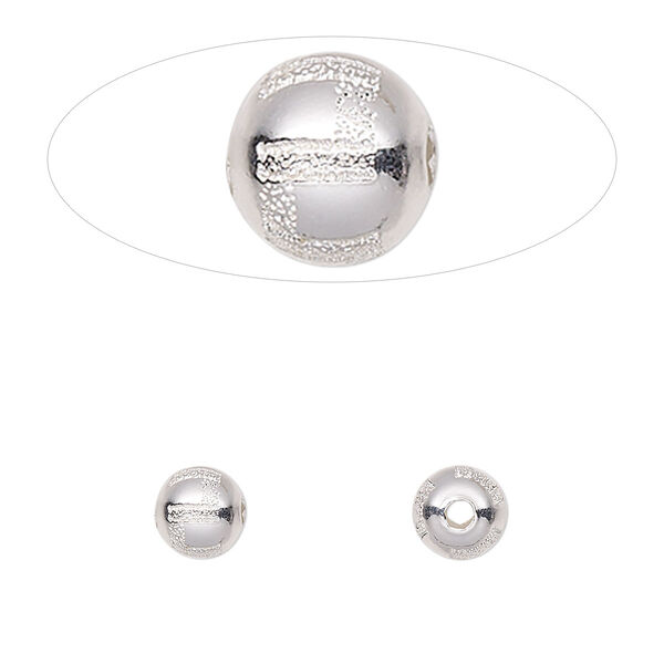 Bead, sterling silver, 6mm round with laser-cut Greek key pattern. Sold per pkg of 2. image number 0