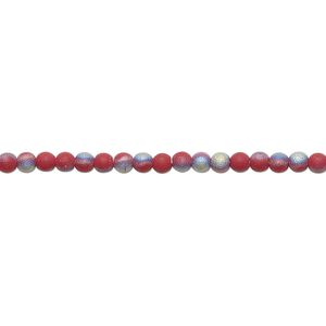 Bead, glass, translucent matte red AB, 2.5mm round. Sold per 15-1/2 to 16-inch strand.