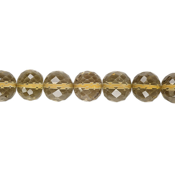 Lemon smoky quartz 1pkg1, hand-cut faceted round bead A- grade, 8 inch 7-8mm image number 0