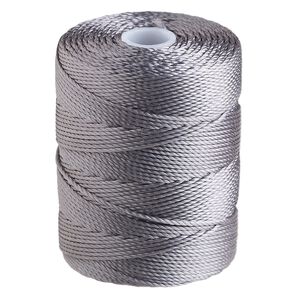 Thread, C-Lon®, nylon, grey, 0.5mm diameter. Sold per 92-yard spool.