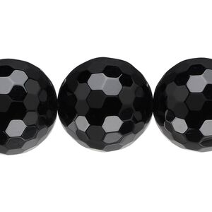 Black onyx 1pkg1, faceted round bead 15.5-16 inch 20mm