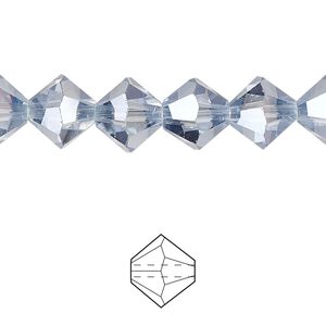 Bead 48pk translucent crystal silver night, Celestial Crystal® 10mm bicone