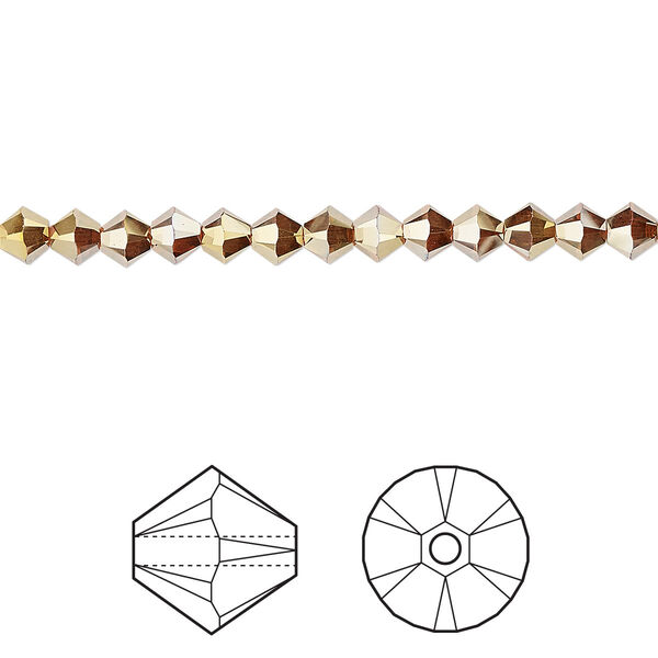 Bead 48pk crystal metallic sunshine 2X, Crystal Passions® 4mm bicone 5328 image number 0