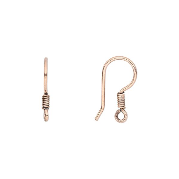 Ear wire fishhook 1pkg40 antique copper-plated, 16mm / coil / open loop, 20 gauge copper 20 pair image number 0