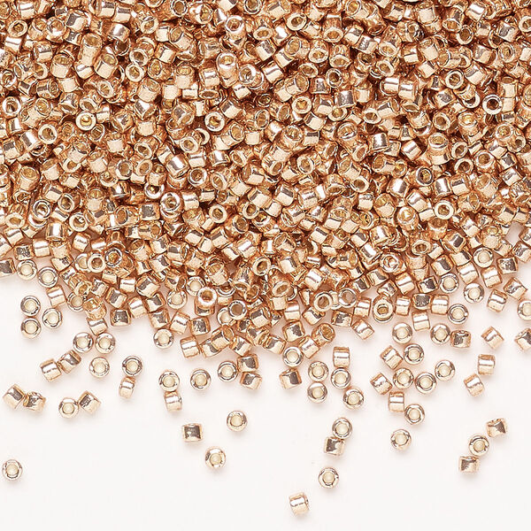 Seed bead, Miyuki Delica®, glass, pkg/7.5g, #11 round, Duracoat® opaque galvanized rose gold. image number 0