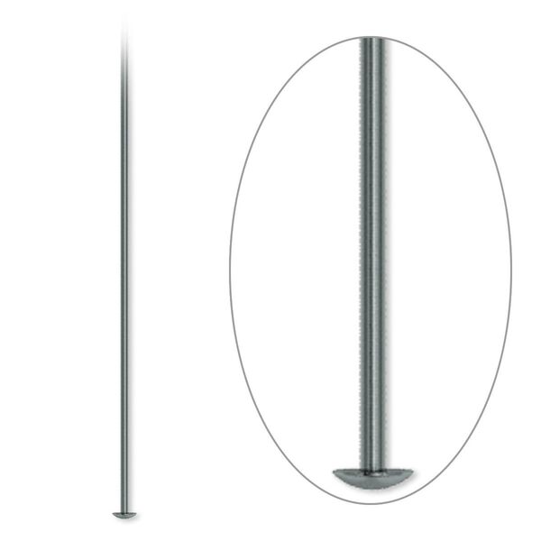 Head pin, gunmetal-plated brass, 3 inches, 21 gauge. Sold per pkg of 500. image number 0