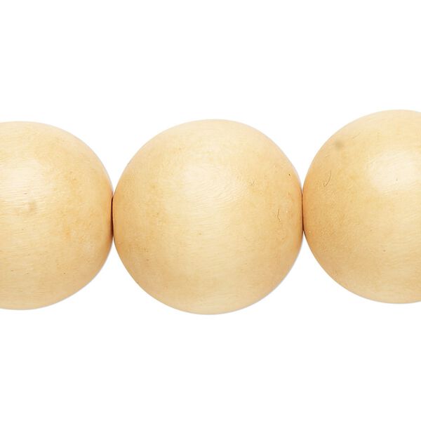 Bead, Taiwanese cheesewood (dyed / waxed), dark yellow, 19-20mm round. Sold per 15-1/2" to 16" strand. image number 0