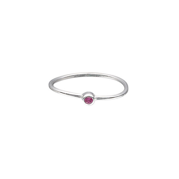 Ring, Create Compliments®, cubic zirconia and sterling silver, ruby red, 3mm wide, size 7. Sold individually. image number 0