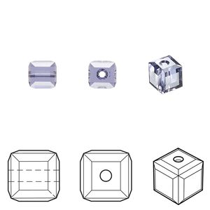 Bead 6pk tanzanite, Crystal Passions® 6mm cube 5601