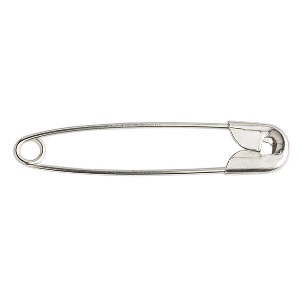 Safety pin, silver-finished steel, 1-3/4 inch. Sold per pkg of 500. image number 0