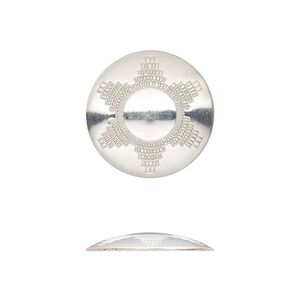 Component, sterling silver, 19mm single-sided round Concho with textured star design. Sold individually.