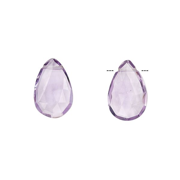 Lavender amethyst 1pkg2, hand-cut top-drilled faceted puffed teardrop bead natural 15x10mm image number 0