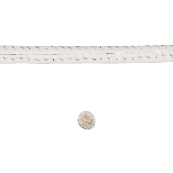 Cord, leather and cotton (dyed), white, 4mm zigzag-stitched round. Sold per 1-yard section. image number 0