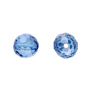 Bead, acrylic, blue, 12mm faceted round. Sold per 100-gram pkg, approximately 100 beads.