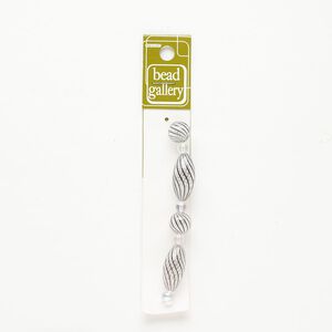 Bead 1pkg4 handblown glass, 11-13mm round / 25x12mm-26x13mm oval / line design, assortment translucent clear / black