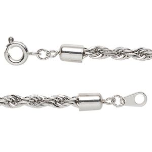 Chain, antique silver-finished steel, 4mm thick French rope, 18 inches with springring clasp. Sold individually.