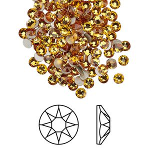 Flat back 144pk topaz foil back, Crystal Passions® 3-3.2mm rose round SS12 2088