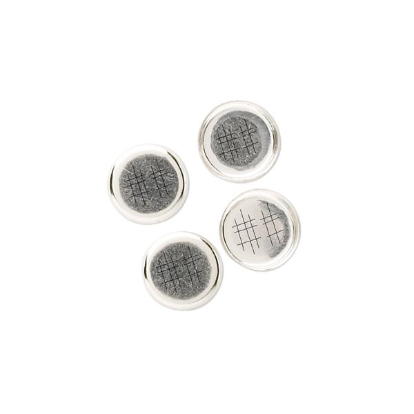 Bezel cup, sterling silver, solid back, 8mm round. Sold per pkg of 4. image number 0