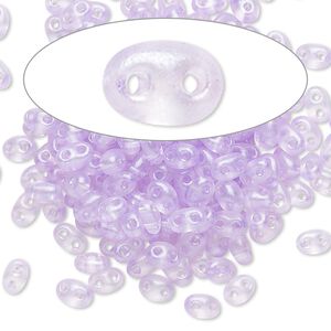 Seed bead, Preciosa Twin™ Czech glass, pkg/10g, 5x2.5mm oval, translucent lavender terra pearl clear, (08128).