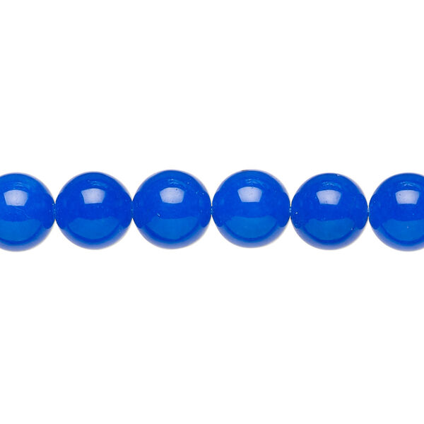 Bead, Malaysia "jade" (quartz) (dyed), cobalt, 8mm round, B grade, Mohs hardness 7. Sold per 15-1/2" to 16" strand. image number 0