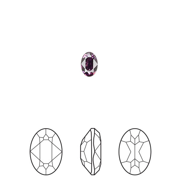 Fancy stone 4pk amethyst foil back, Crystal Passions® 6x4mm oval 4120 image number 0