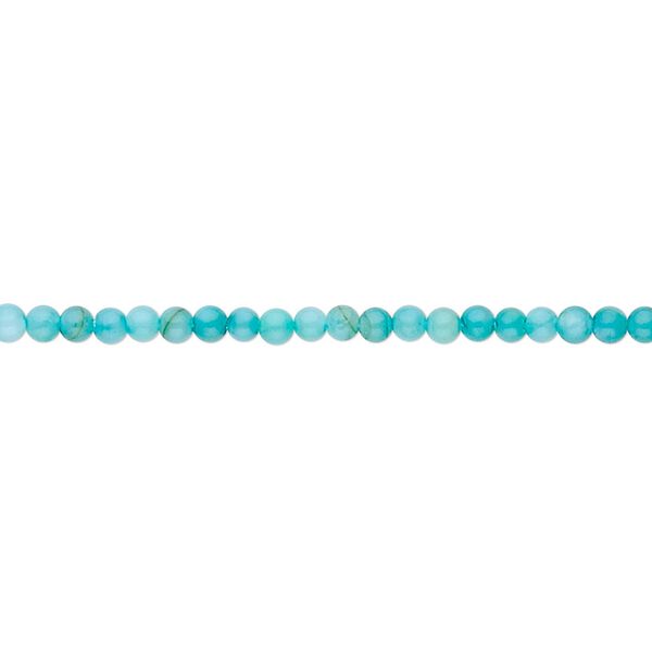 Bead, mother-of-pearl shell (dyed), turquoise blue, 2mm round. Sold per 15" to 16" strand. image number 0