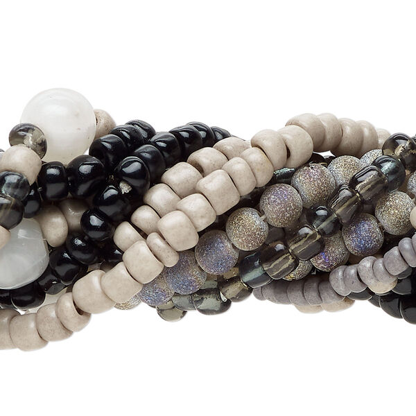 Bead mix, glass, translucent and opaque mixed colors, 2x1mm-8x7mm mixed shapes. Sold per pkg of (7) 14-inch strands, approximately 840 beads. image number 0