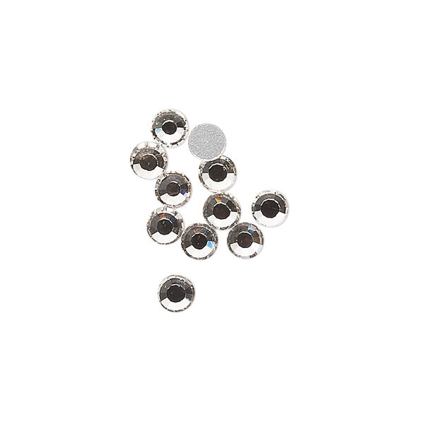 Flat back, glass, clear, silver-colored foil back, 3.8-4mm faceted round, SS16. Sold per pkg of 12. image number 0