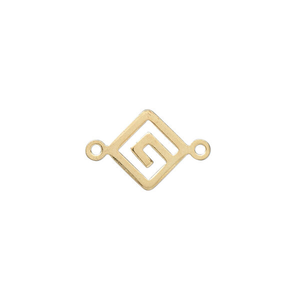 Link, gold-plated brass, 12mm Greek key diamond. Sold per pkg of 20. image number 0